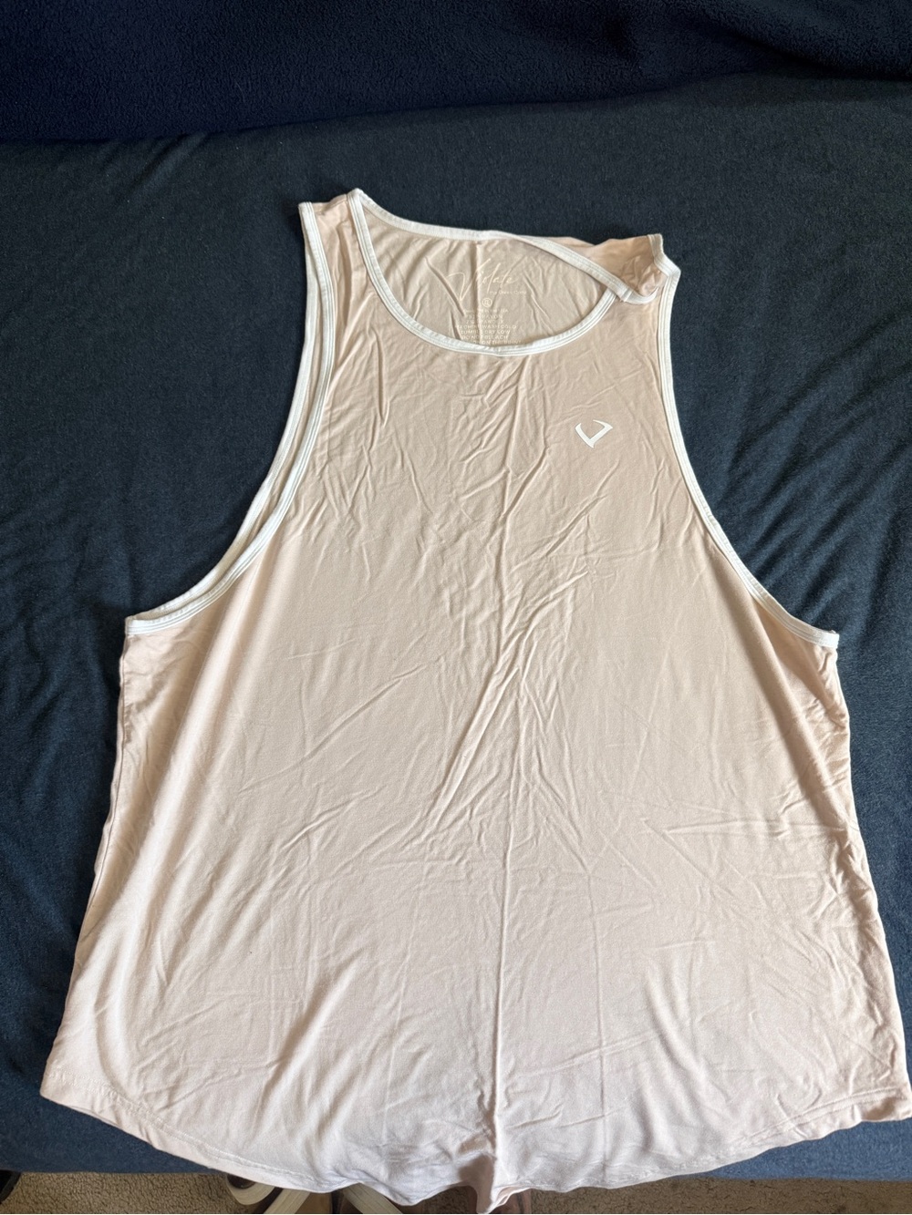 Men's beige and white Performance Tank with Contrast Trim